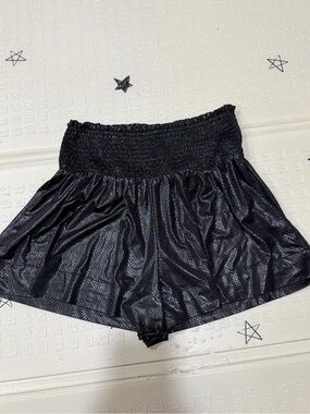 Black Smocked Waist Skort